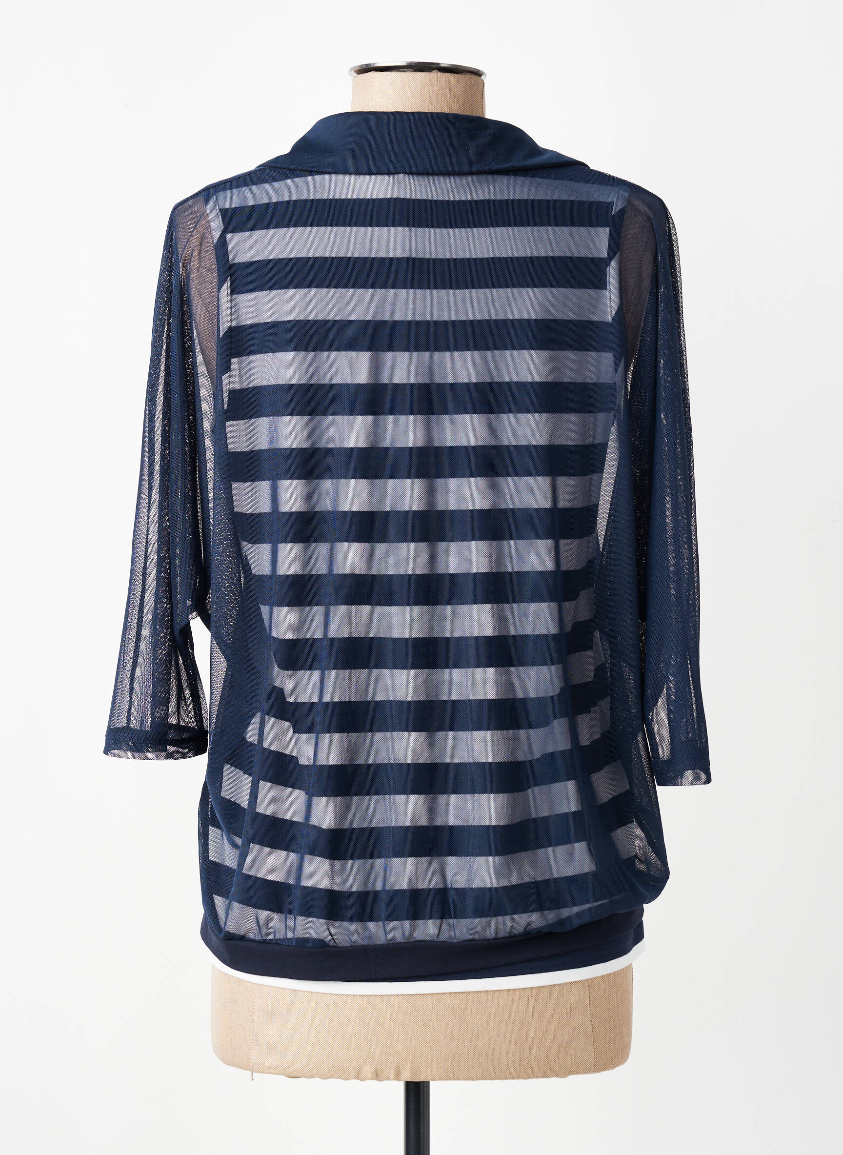 Top col rond manches 3/4 bleu TUZZI femme