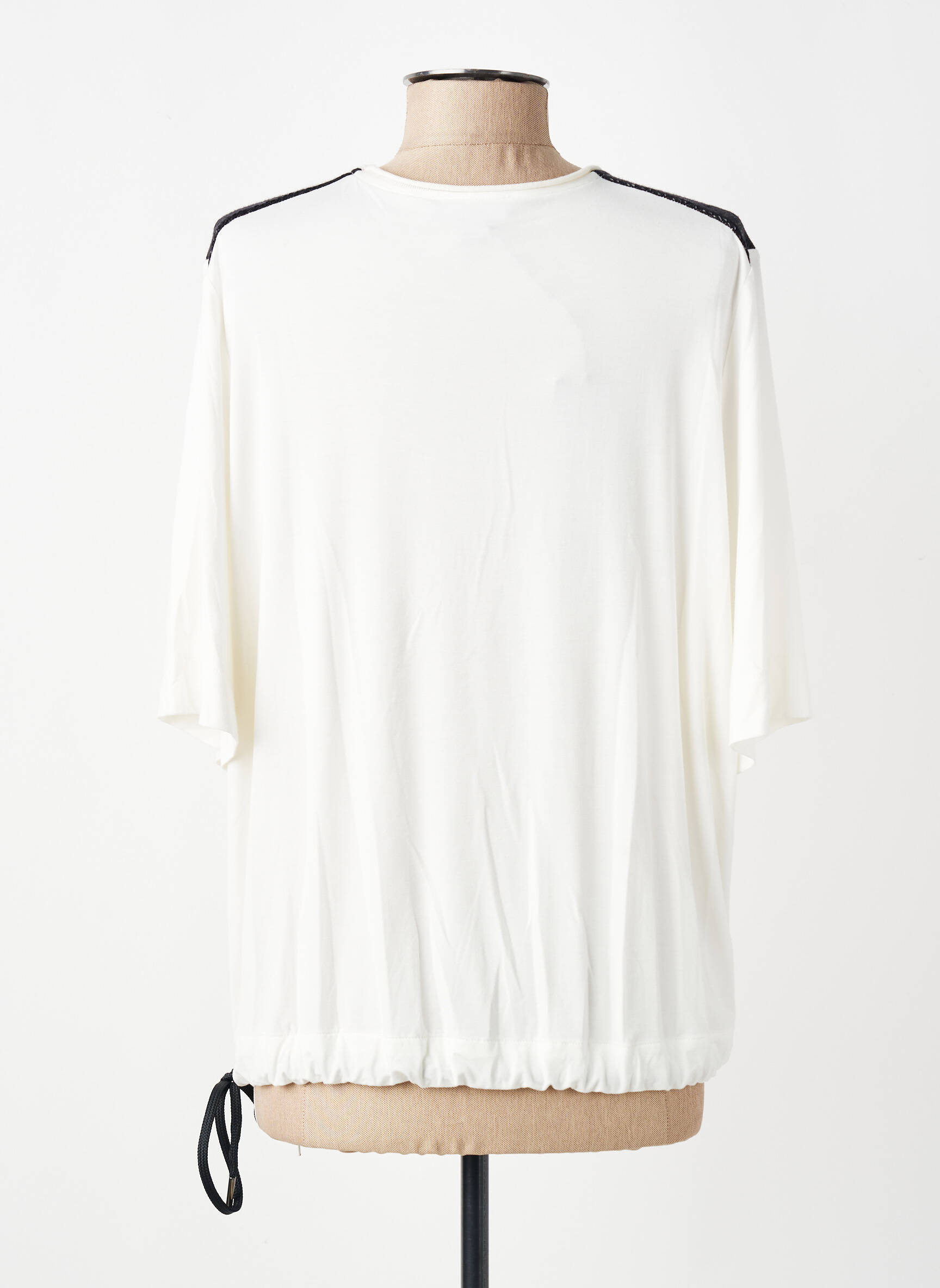 Top col rond manches 3/4 beige TRICOT CHIC femme