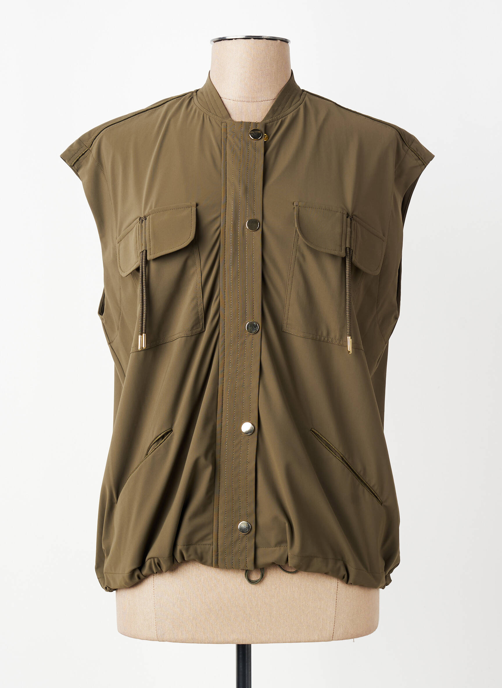 Gilet sans manche poches vert EVA KAYAN femme