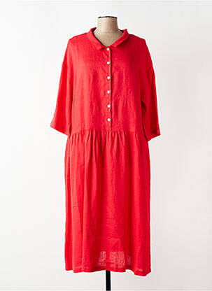 Robe longue coupe évasée manches 3/4 rouge K femme
