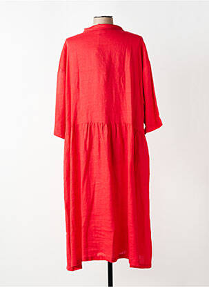 Robe longue coupe évasée manches 3/4 rouge K femme