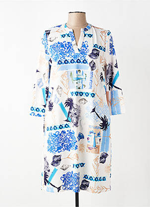 Robe mi-longue manches 3/4 manches 3/4 bleu TUZZI femme