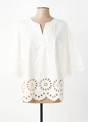 Blouse tissage popeline manches 3/4 blanc RINO & PELLE femme