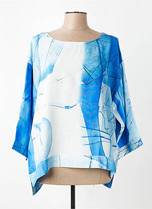 Blouse imprimé fantaisie manches 3/4 bleu K femme