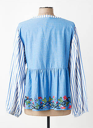 Chemisier tissage popeline manches longues bleu THE CORNER femme