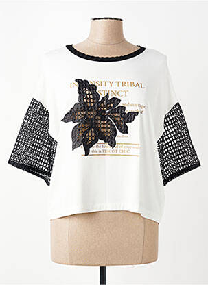 T-shirt coupe droite manches courtes beige TRICOT CHIC femme