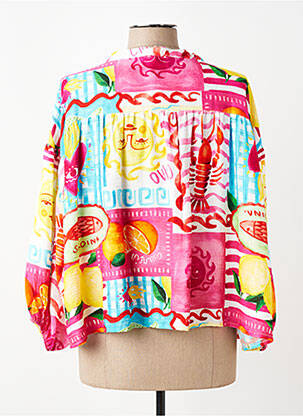 Blouse imprimé fantaisie manches 3/4 rouge JS MILLENIUM femme