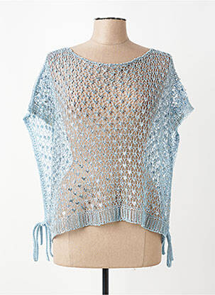 Pull col rond manches courtes bleu ELISA CAVALETTI femme
