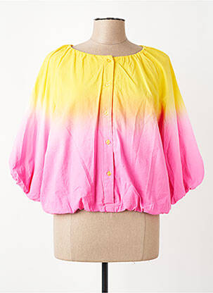 Chemisier tissage popeline manches 3/4 jaune JS MILLENIUM femme
