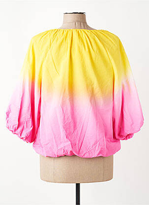 Chemisier tissage popeline manches 3/4 jaune JS MILLENIUM femme