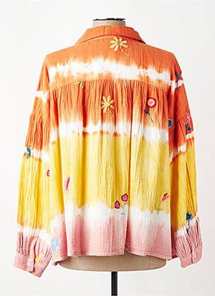Chemisier tissage crêpe manches longues orange MOMENT femme