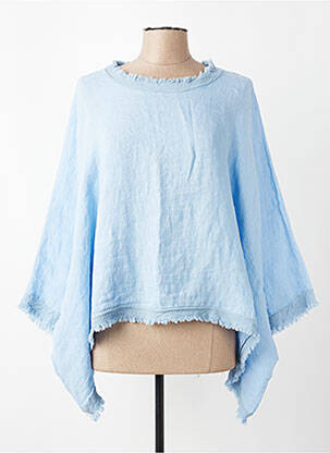 Tunique manches longues tissage crêpe bleu JS MILLENIUM femme