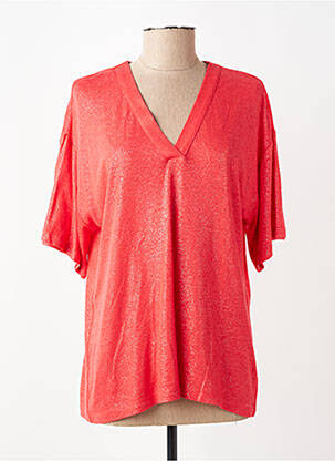 T-shirt coupe droite manches courtes rouge EVA KAYAN femme