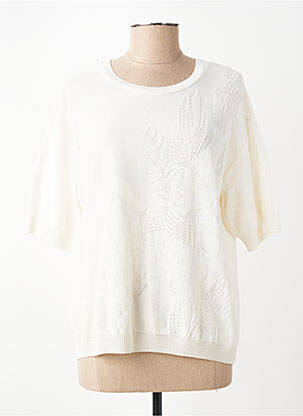 Pull stretch manches courtes beige TRICOT CHIC femme