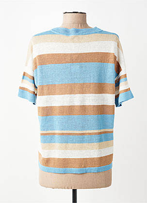 Pull coupe cintrée manches courtes bleu CHARMING GIRL femme