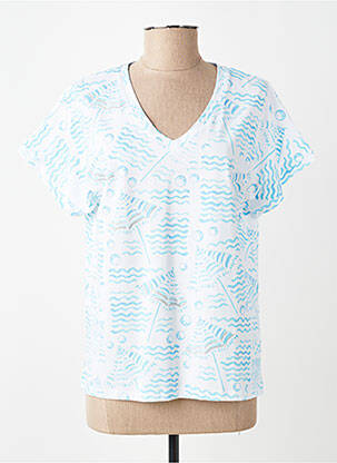 T-shirt imprimé fantaisie manches courtes bleu LEO & UGO femme