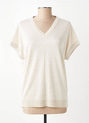 Pull coupe cintrée manches courtes beige ÉTYMOLOGIE femme