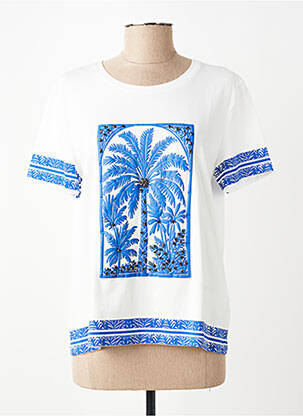 T-shirt sérigraphie floquée manches courtes bleu LEO & UGO femme