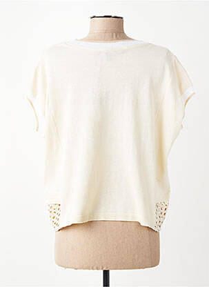 Pull stretch manches courtes beige TRICOT CHIC femme