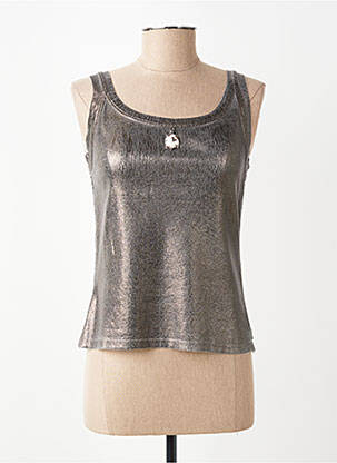 Top col carré sans manche marron ELISA CAVALETTI femme