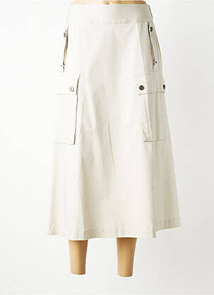 Jupe longue fermeture zip latéral beige TRICOT CHIC femme