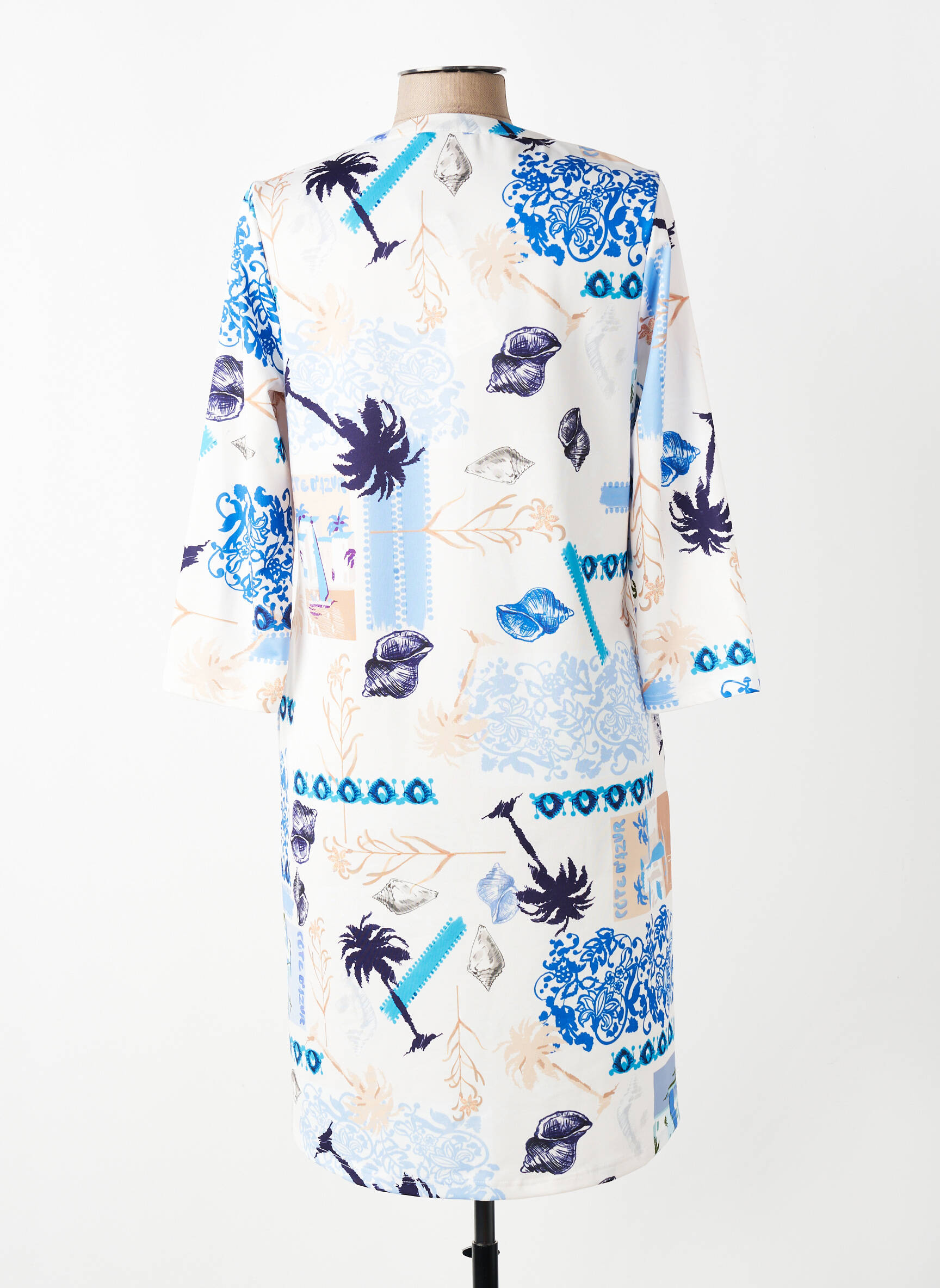Robe mi-longue manches 3/4 manches 3/4 bleu TUZZI femme