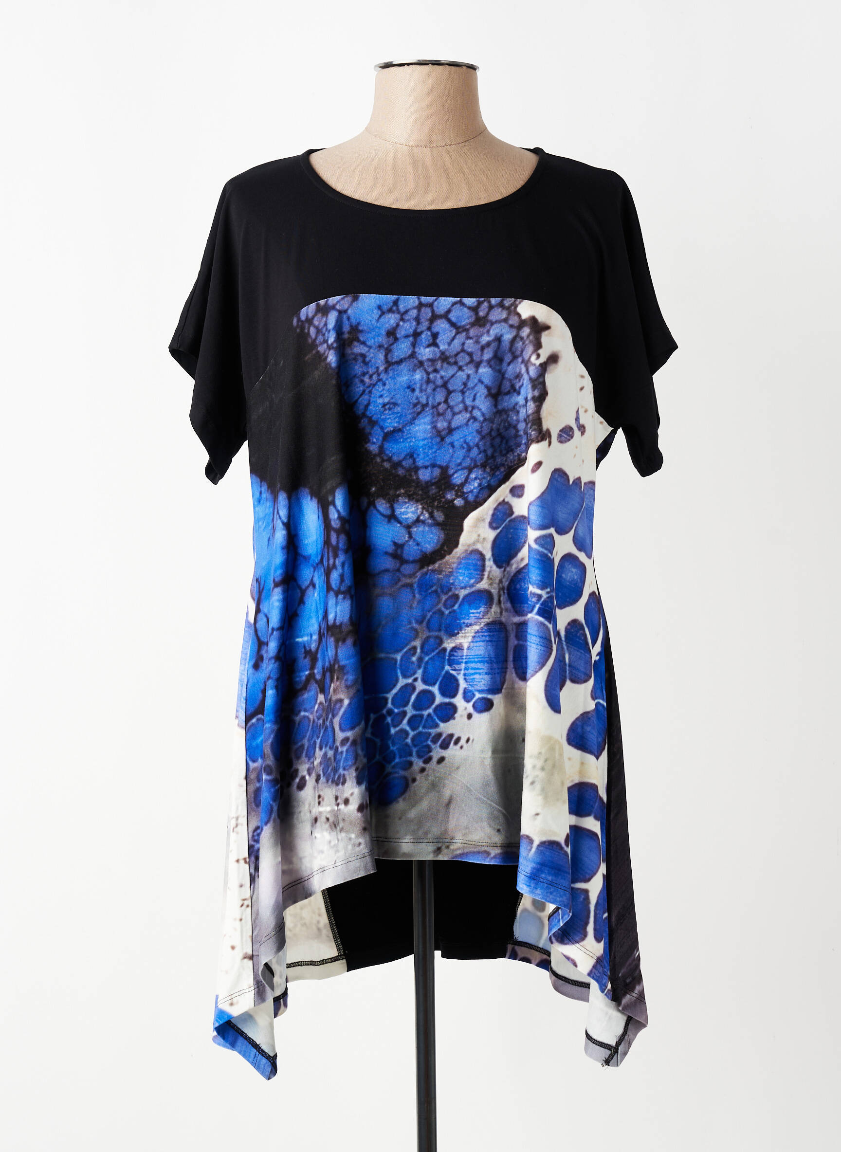 Tunique manches courtes tissage jersey noir OZAI N KU femme