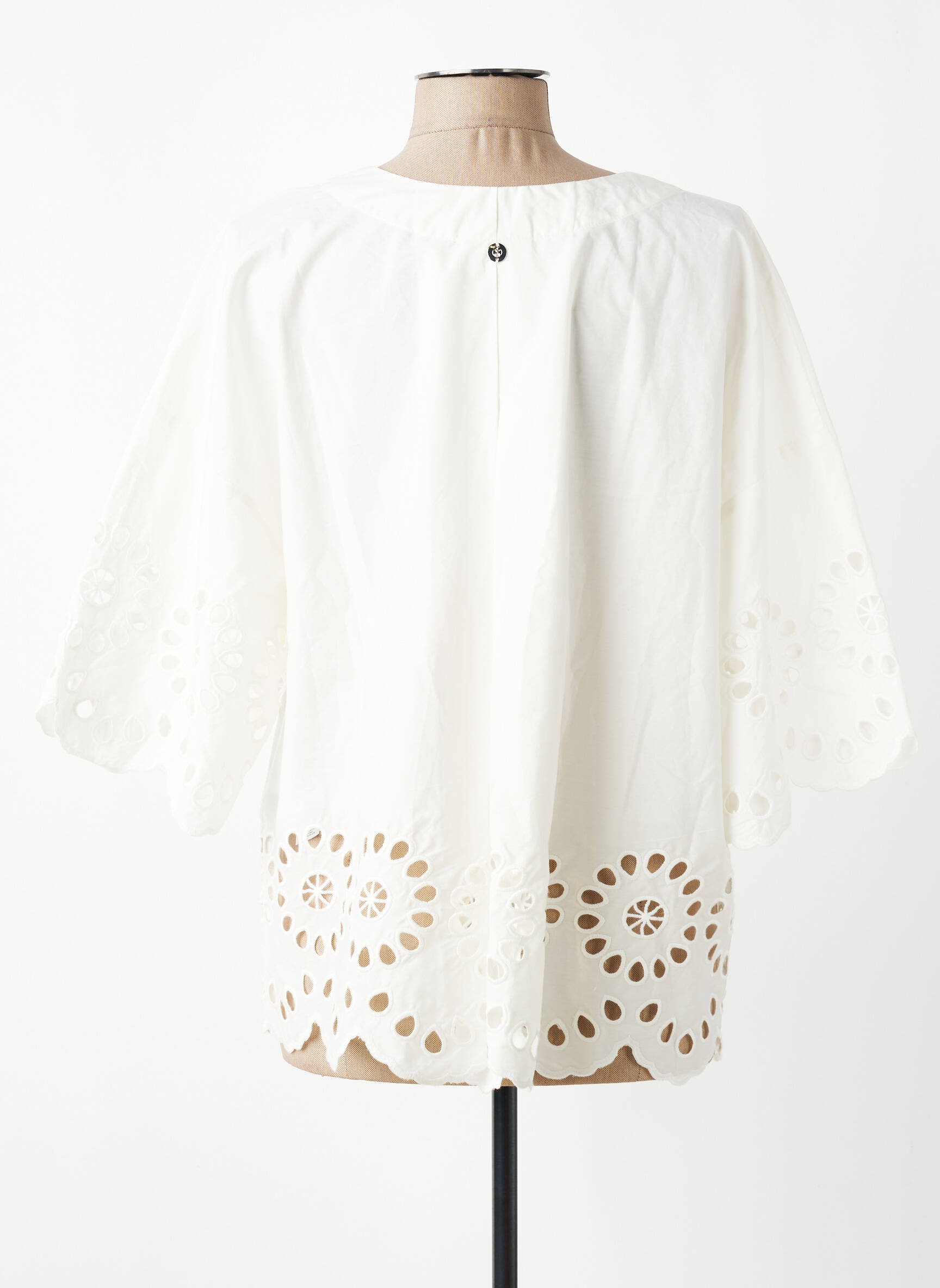 Blouse tissage popeline manches 3/4 blanc RINO & PELLE femme