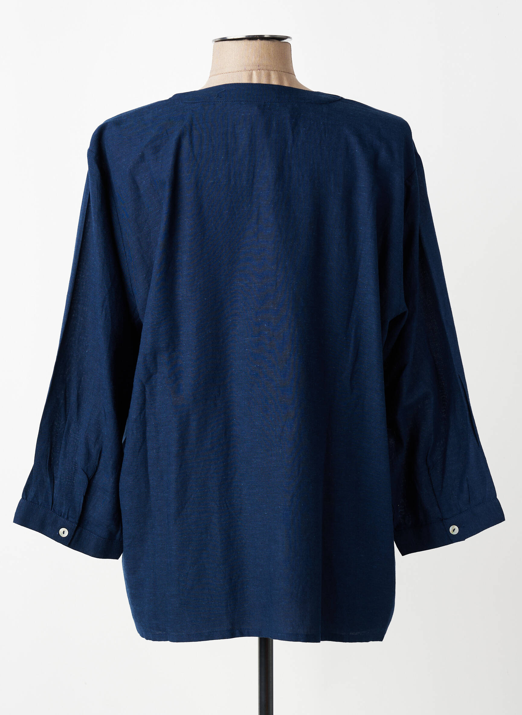 Chemisier tissage crêpe manches 3/4 bleu VANIA femme
