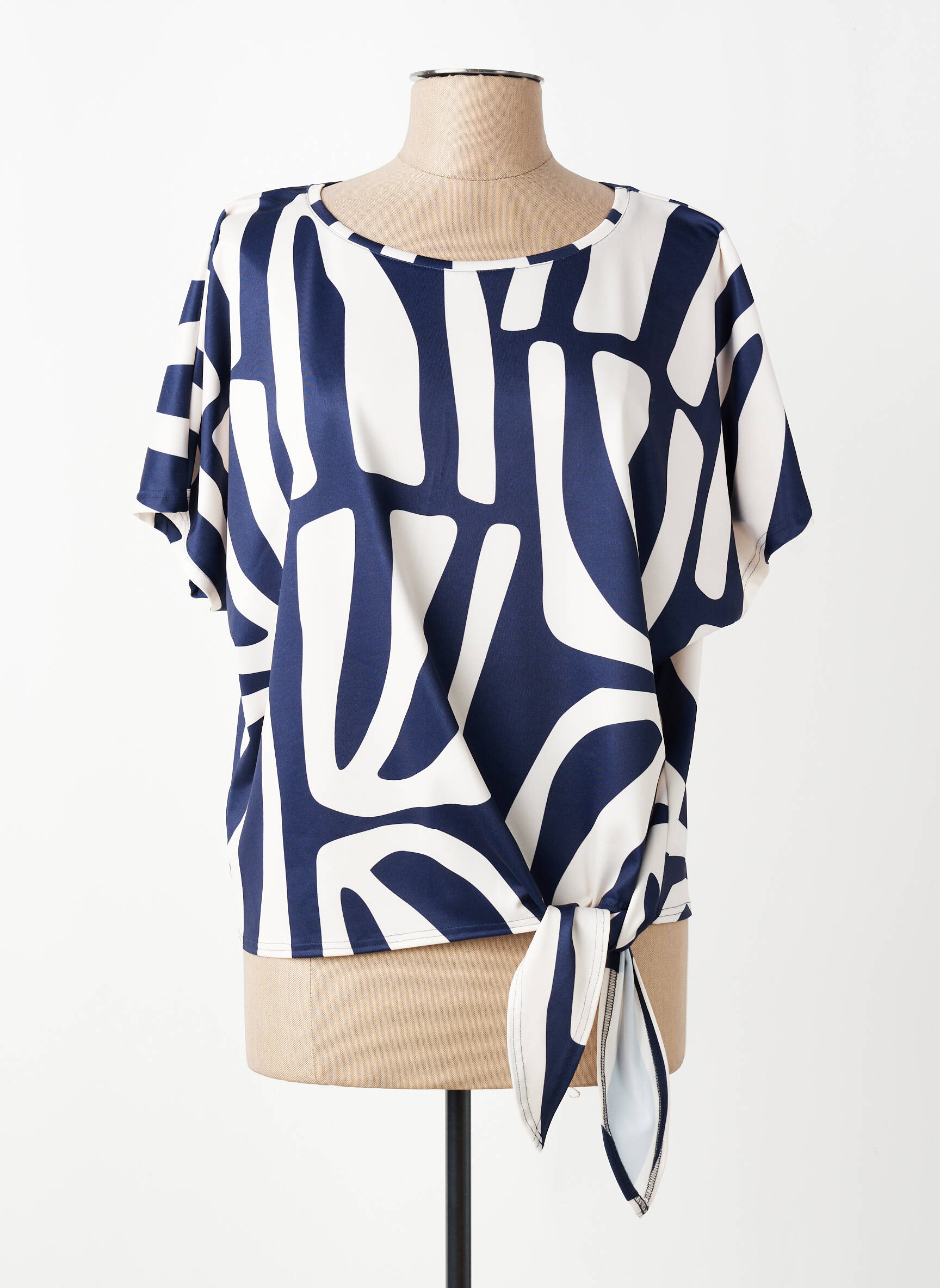 Top stretch manches courtes bleu TUZZI femme