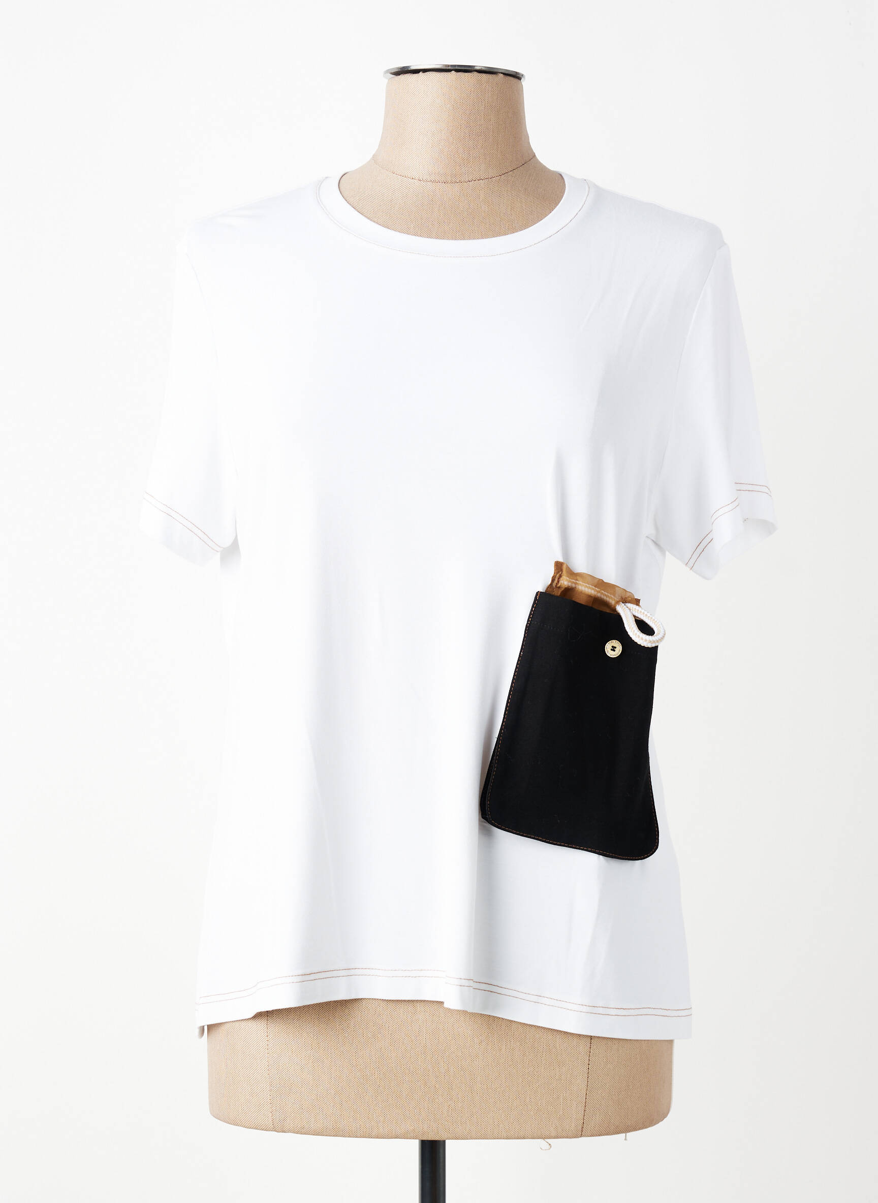 T-shirt stretch manches courtes blanc TRICOT CHIC femme
