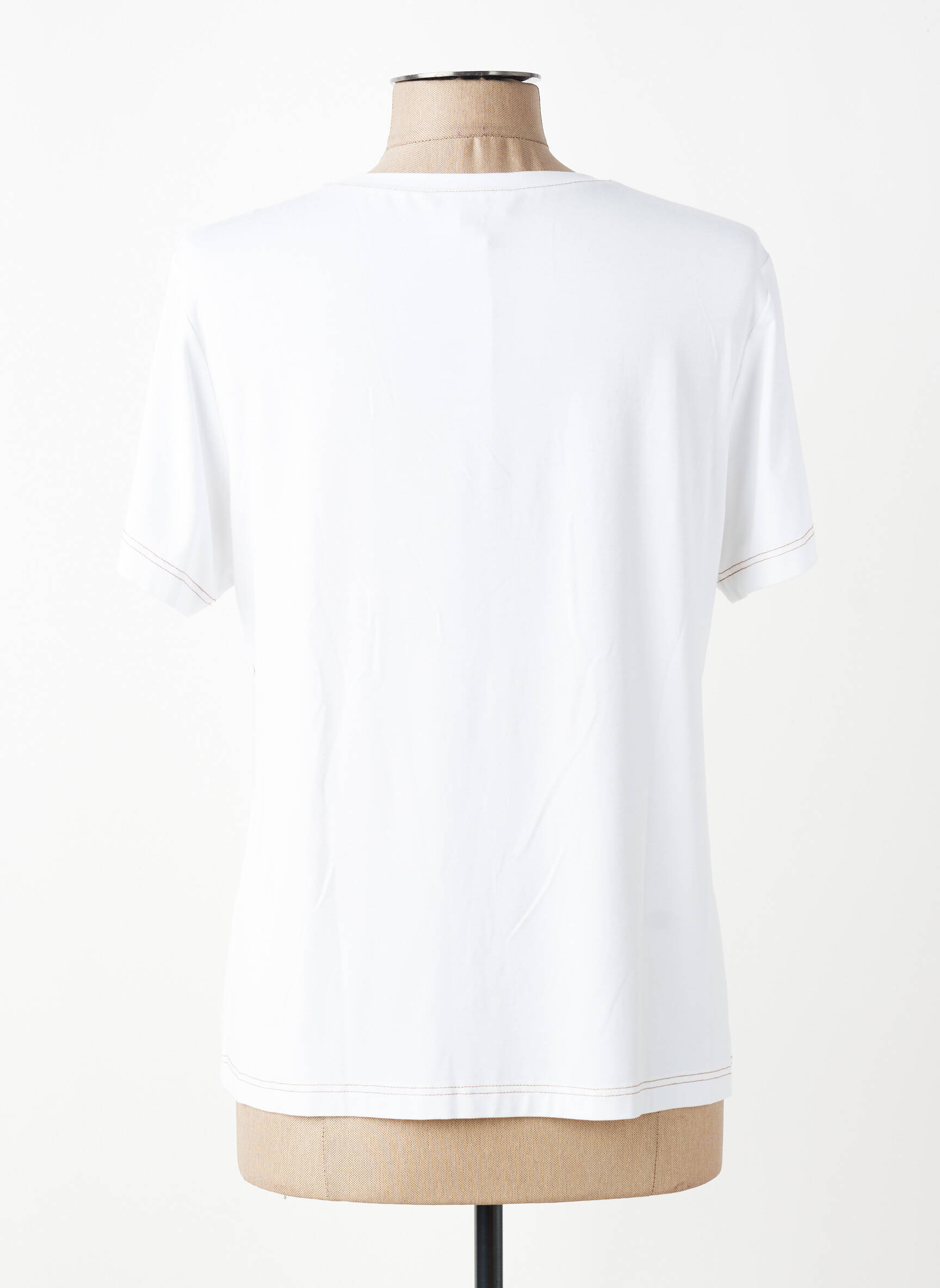 T-shirt stretch manches courtes blanc TRICOT CHIC femme