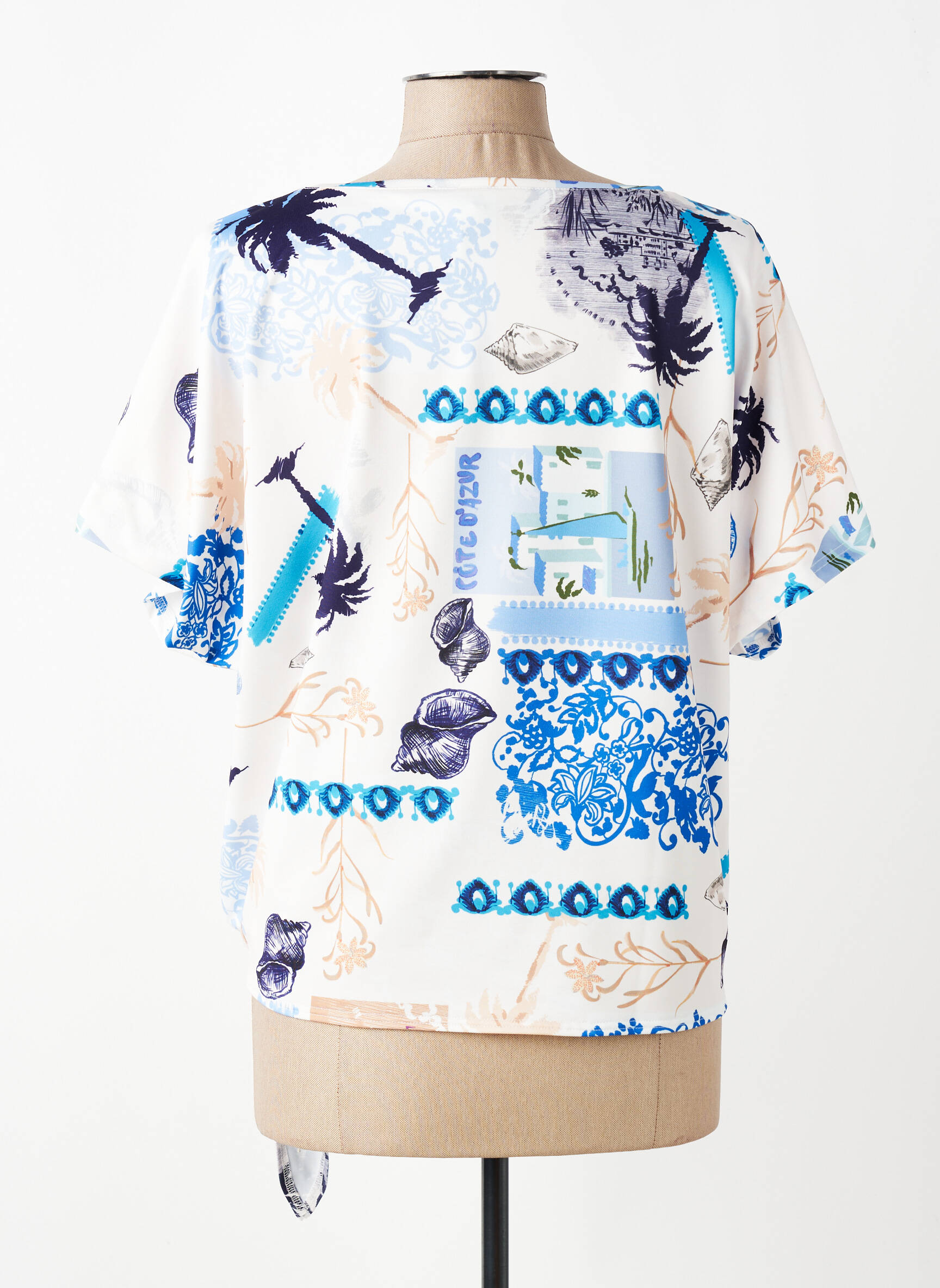 Top stretch manches courtes bleu TUZZI femme
