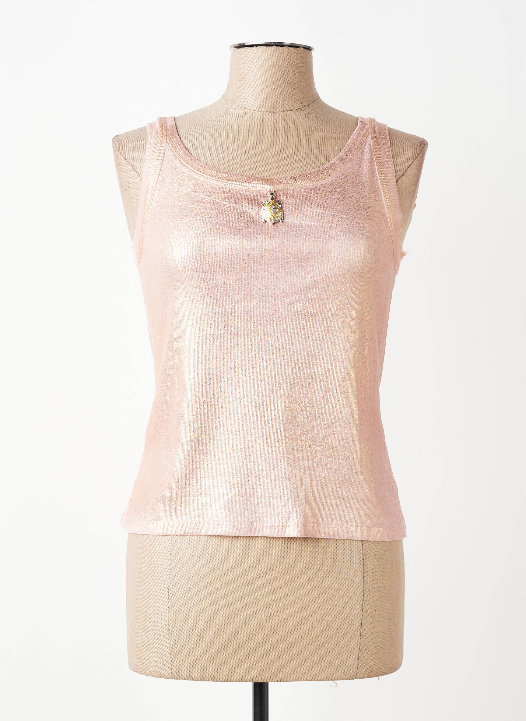 Top col carré sans manche rose ELISA CAVALETTI femme