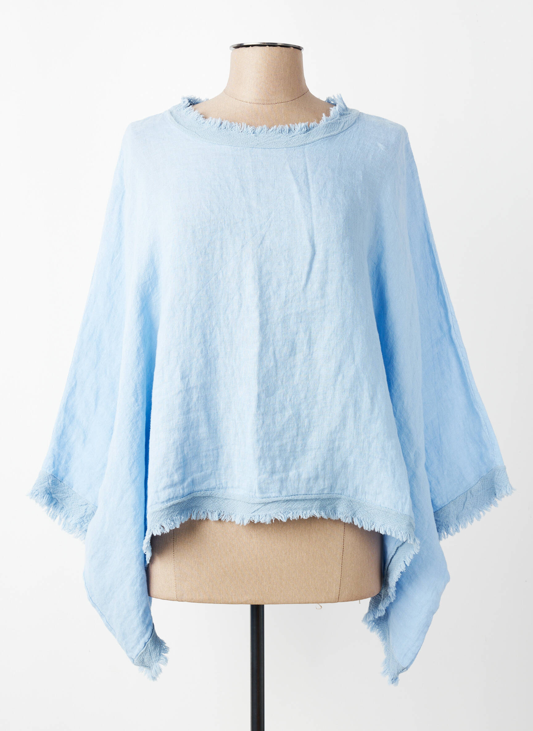 Tunique manches longues tissage crêpe bleu JS MILLENIUM femme