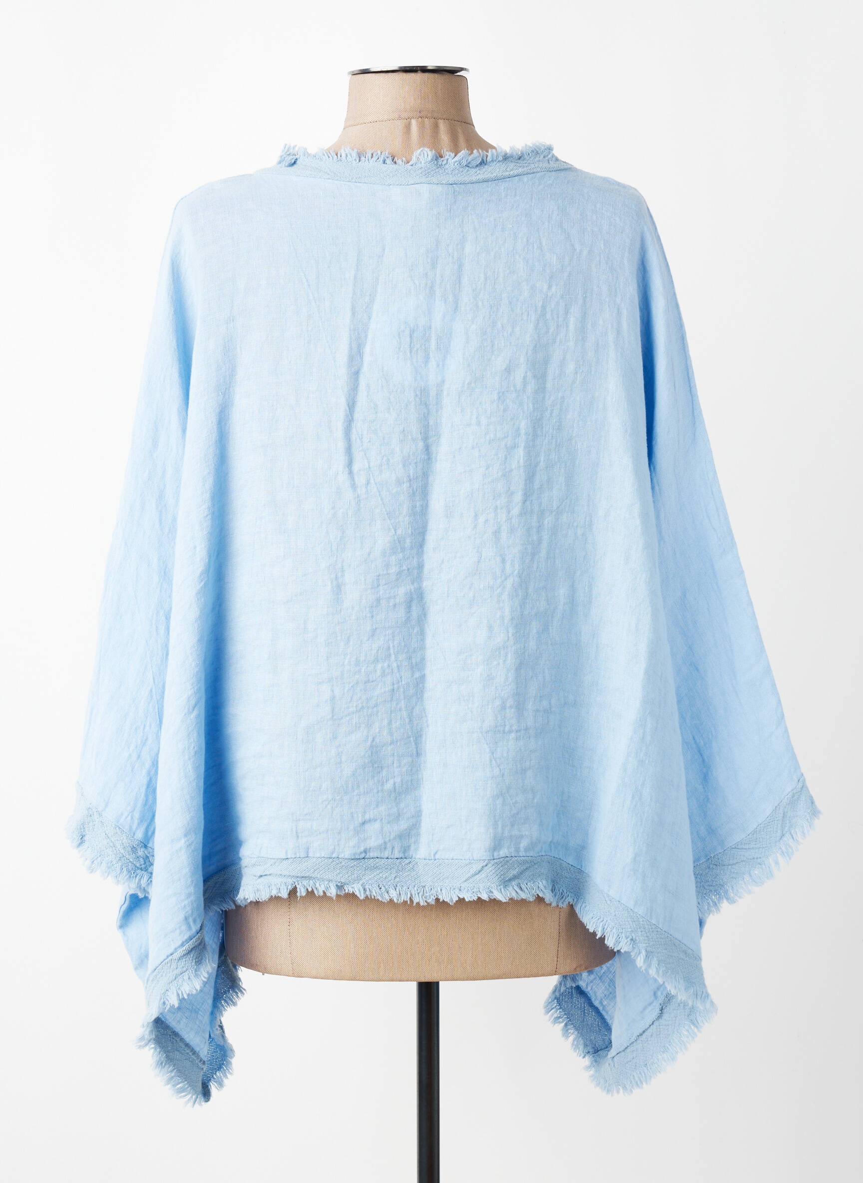 Tunique manches longues tissage crêpe bleu JS MILLENIUM femme