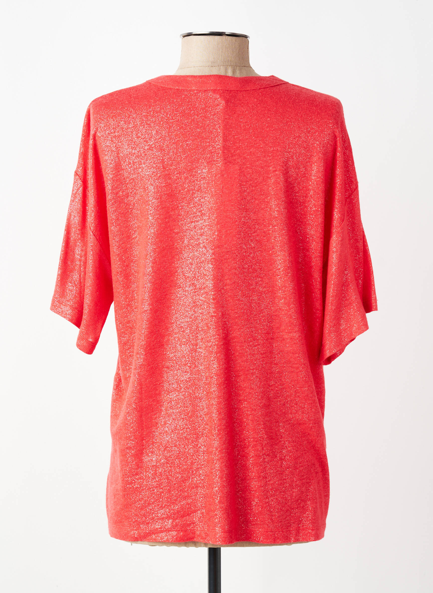 T-shirt coupe droite manches courtes rouge EVA KAYAN femme
