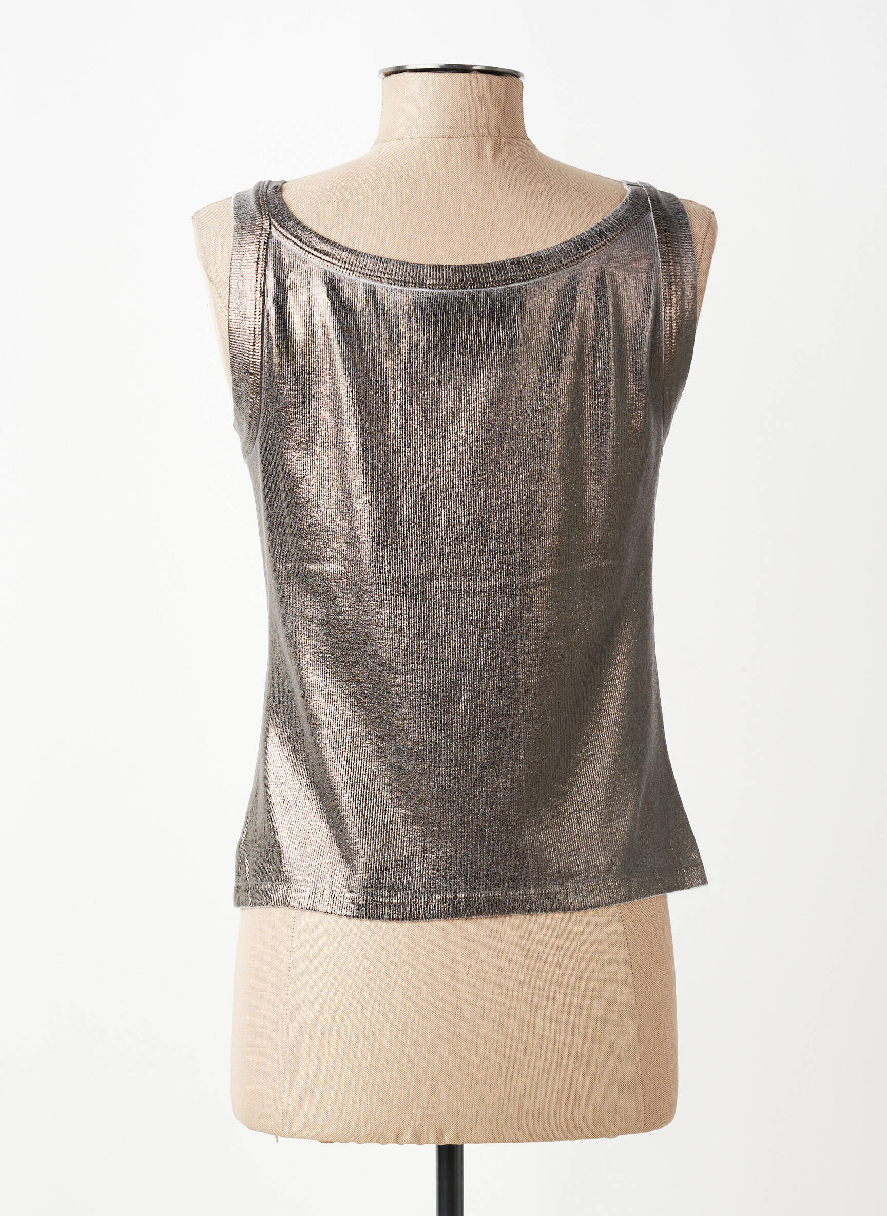 Top col carré sans manche marron ELISA CAVALETTI femme