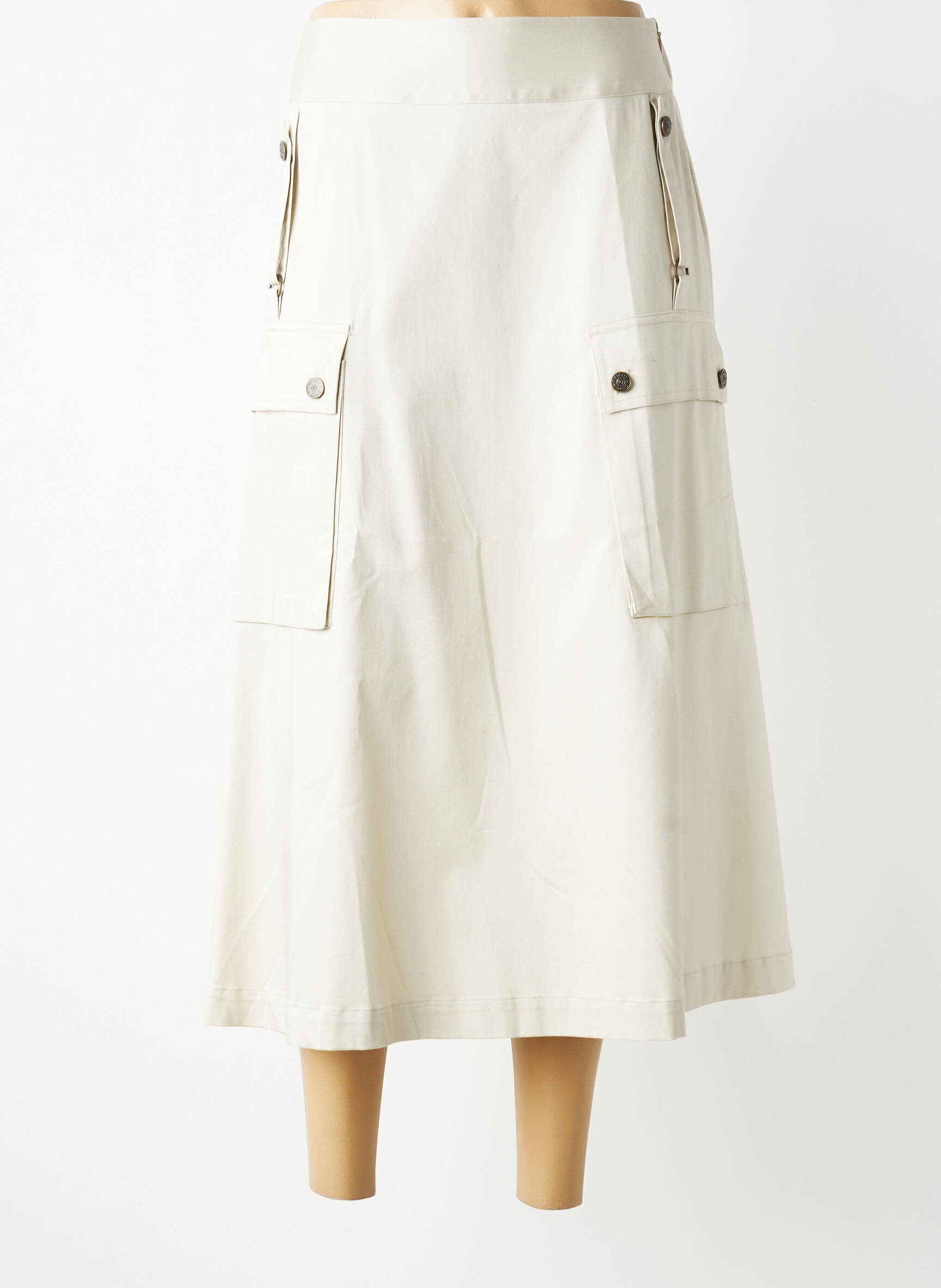 Jupe longue fermeture zip latéral beige TRICOT CHIC femme