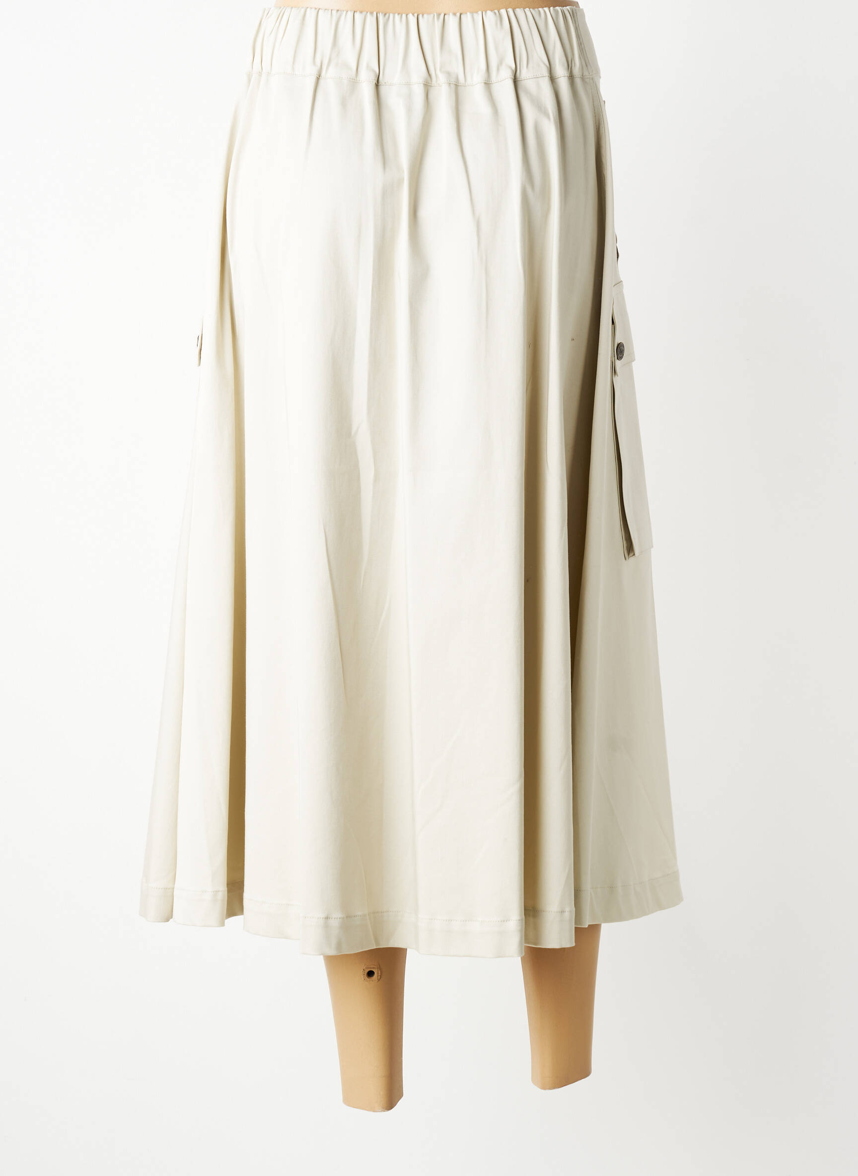 Jupe longue fermeture zip latéral beige TRICOT CHIC femme