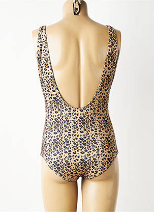 Maillot de bain 1 pièce effet matière satinée haut soutien-gorge balconnet beige LEO & UGO femme