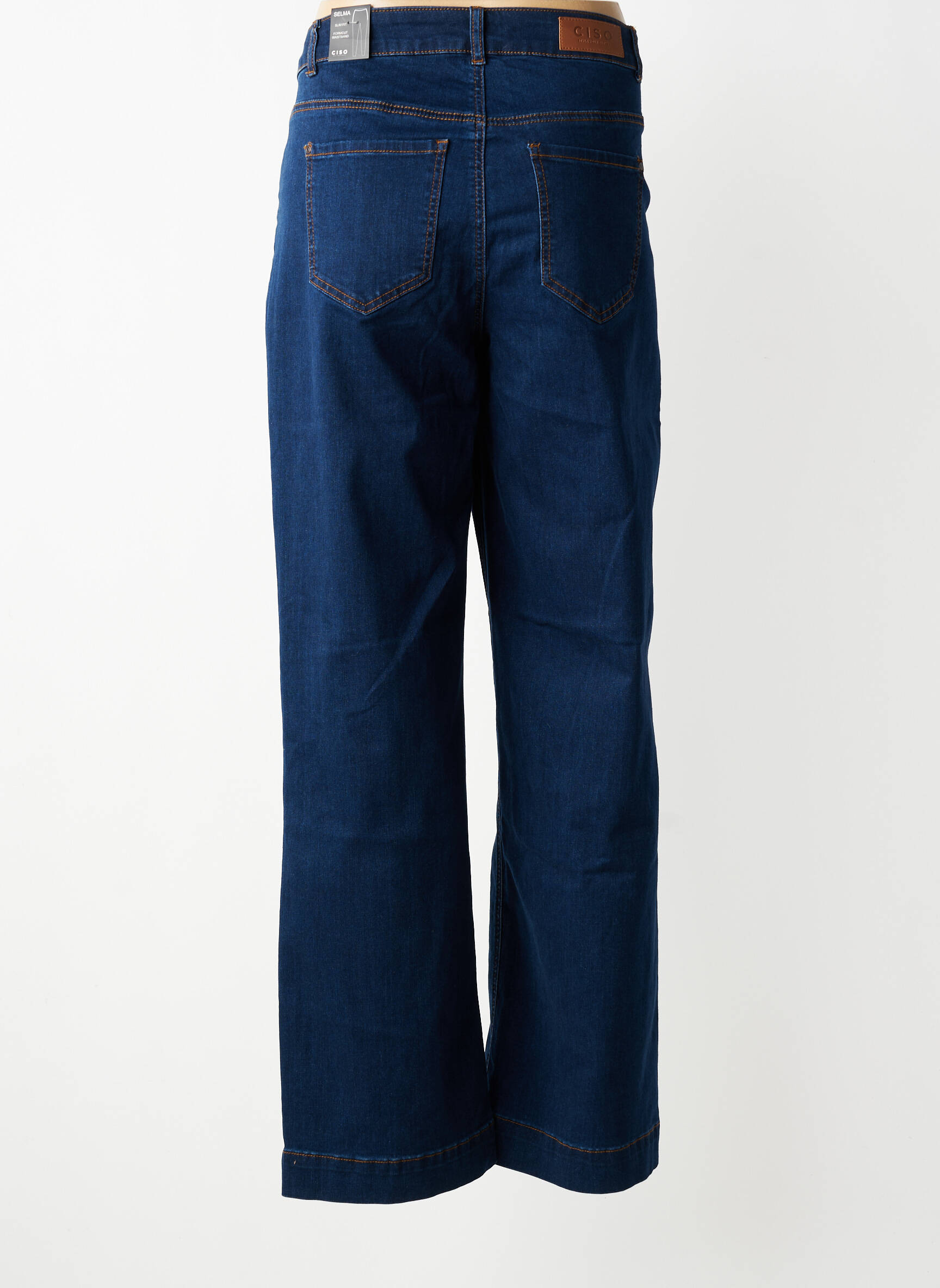 Jeans coupe droite stretch taille normale bleu CISO femme