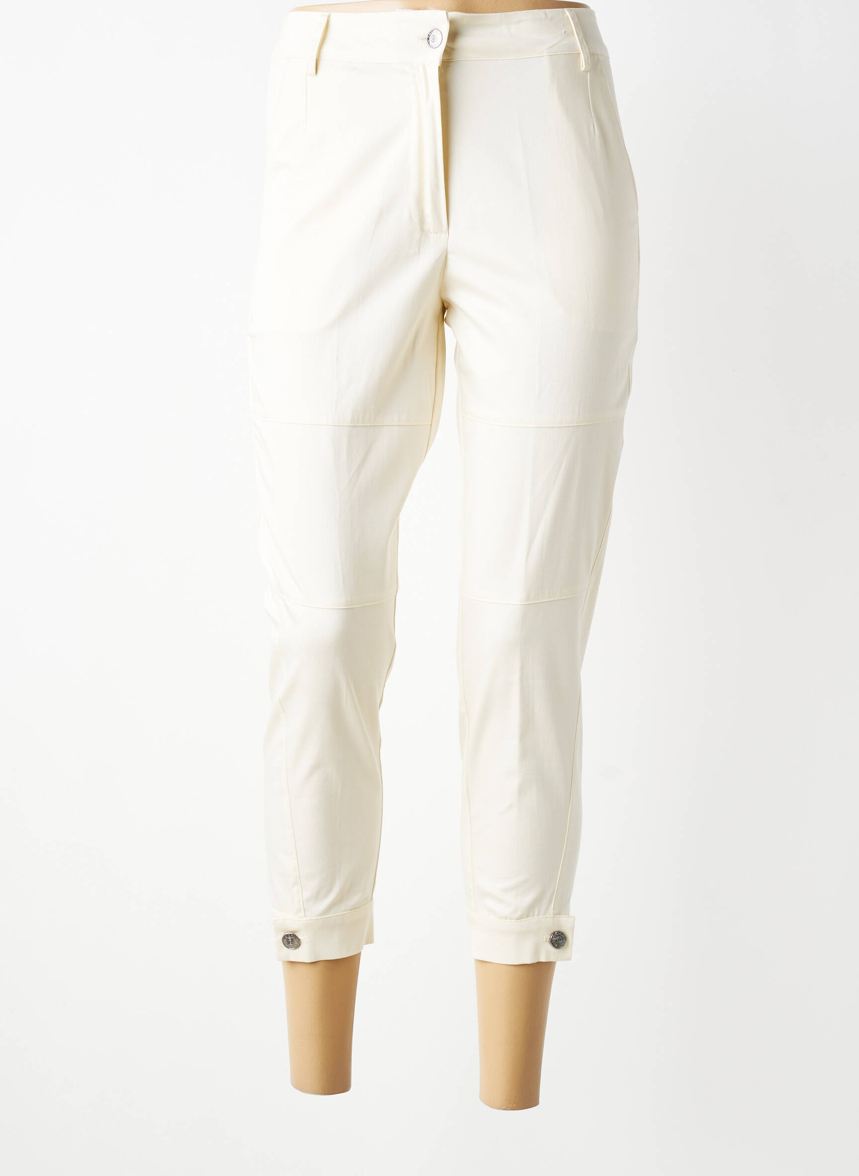 Pantacourt taille haute taille haute beige TRICOT CHIC femme