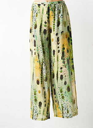 Pantalon large tissage popeline taille normale vert SURKANA femme