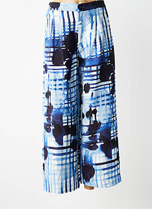 Pantalon large tissage popeline taille normale bleu K femme