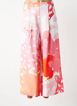 Pantalon large tissage popeline taille normale rose K femme
