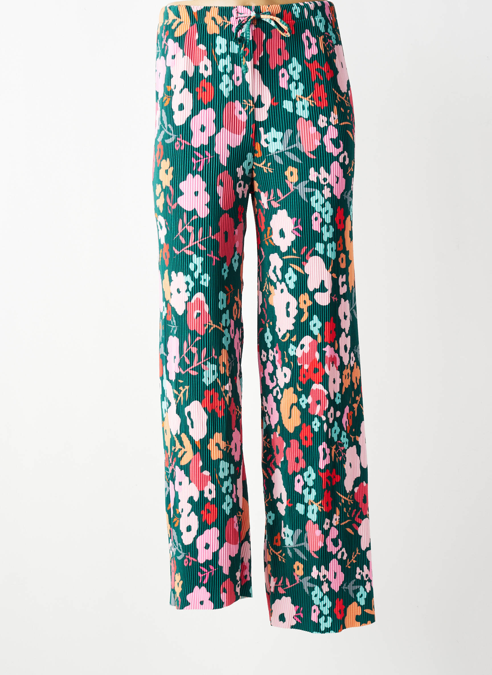 Pantalon large coupe fluide taille normale vert LEO & UGO femme