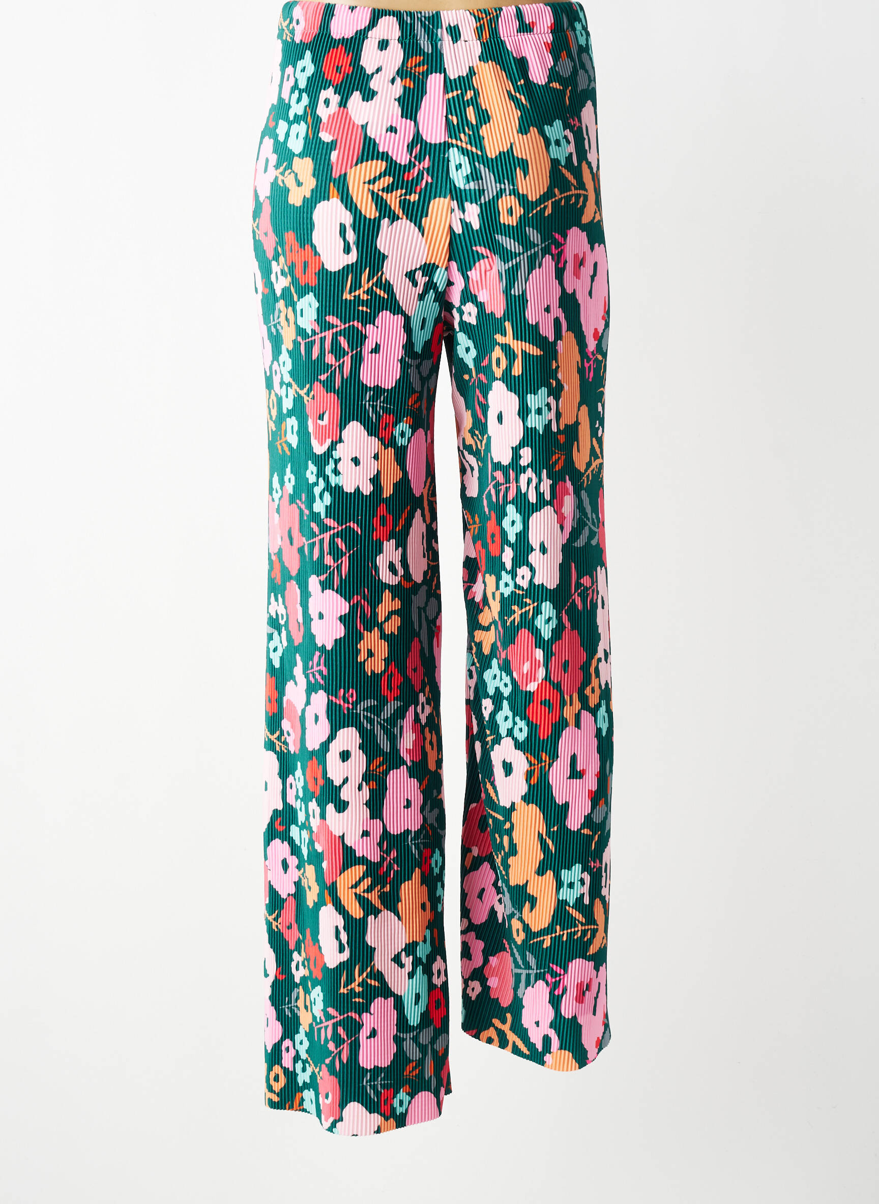 Pantalon large coupe fluide taille normale vert LEO & UGO femme