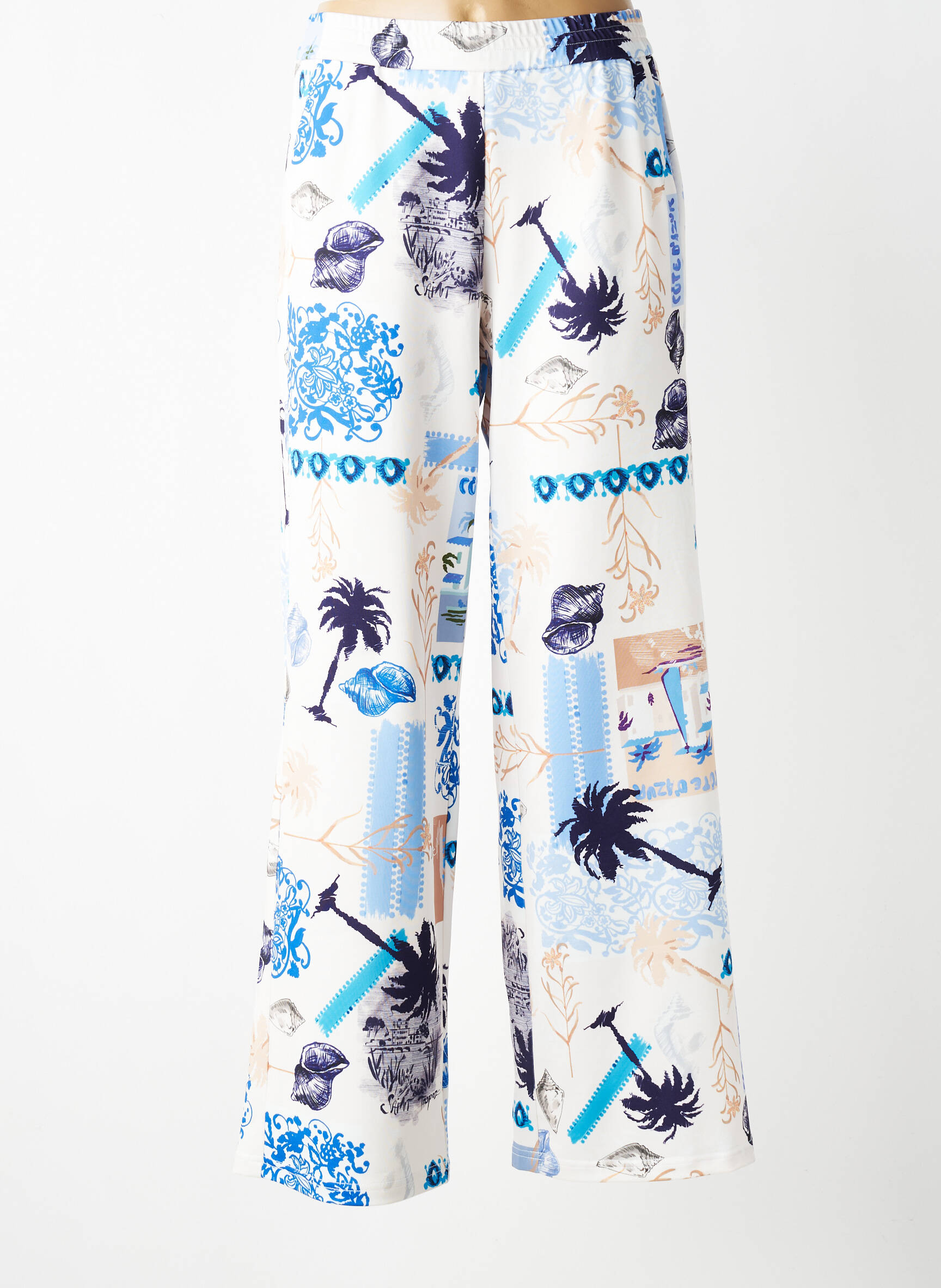 Pantalon large taille normale taille normale bleu TUZZI femme