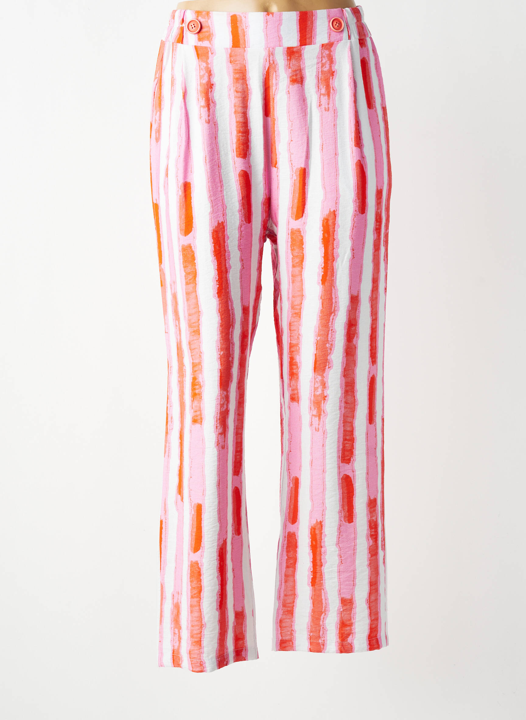 Pantalon droit tissage popeline taille normale orange SCORZZO femme